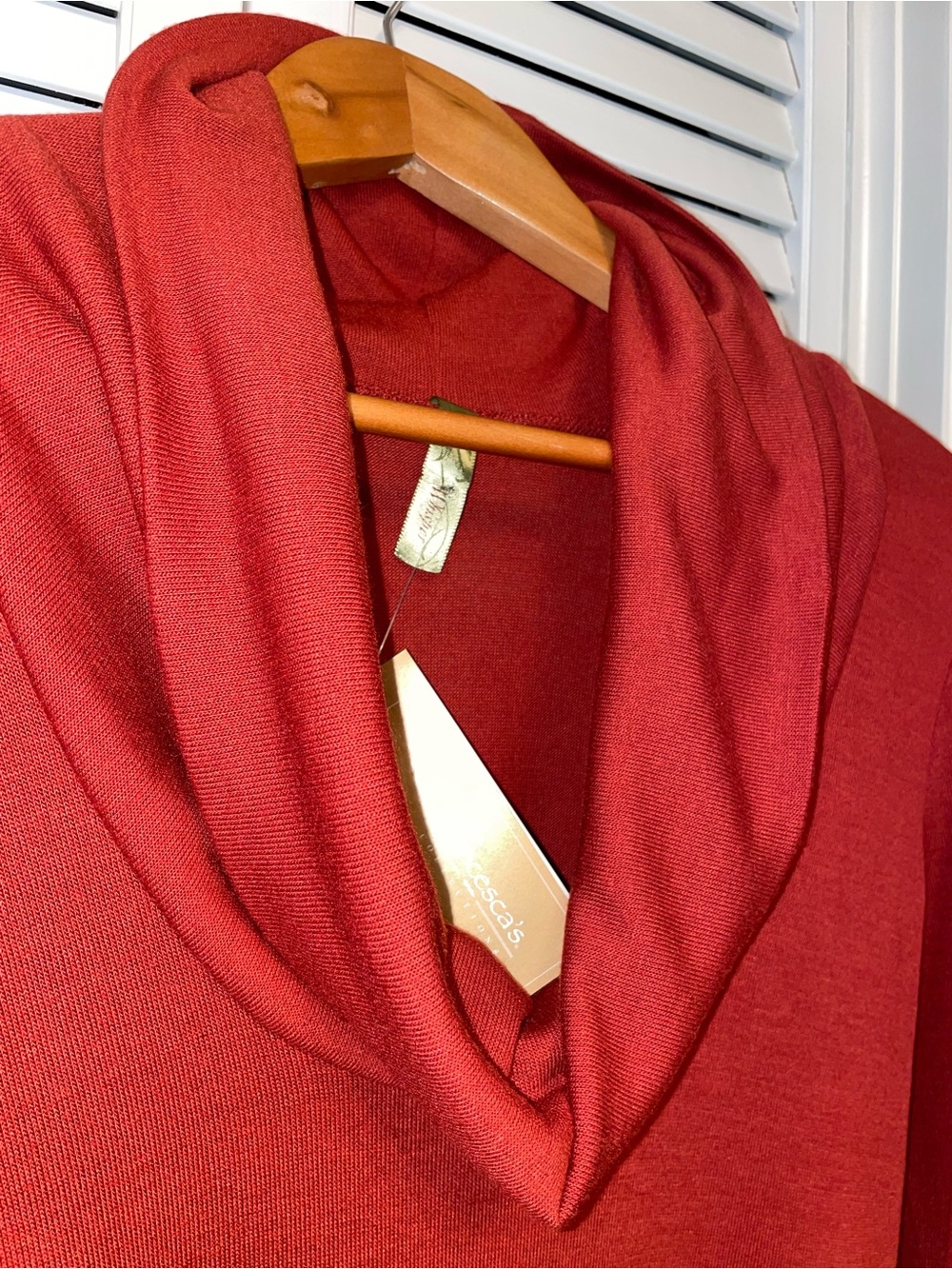NWT FALL🍁 Burnt Orange Red Cowl Neck Bodycon Sweaterdress Sz M